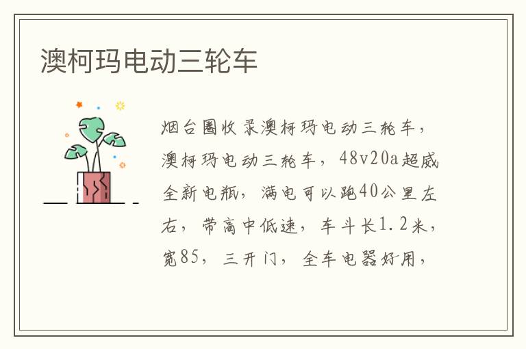 澳柯瑪電動(dòng)三輪車 澳柯瑪電動(dòng)三輪車