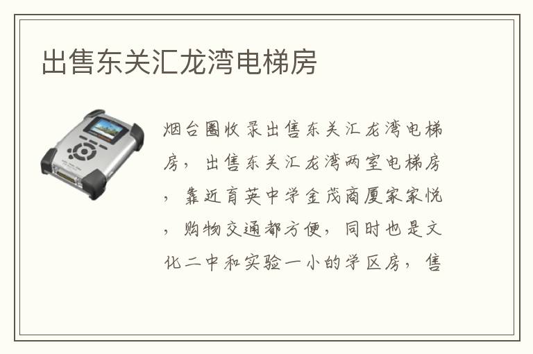 出售東關匯龍灣電梯房
