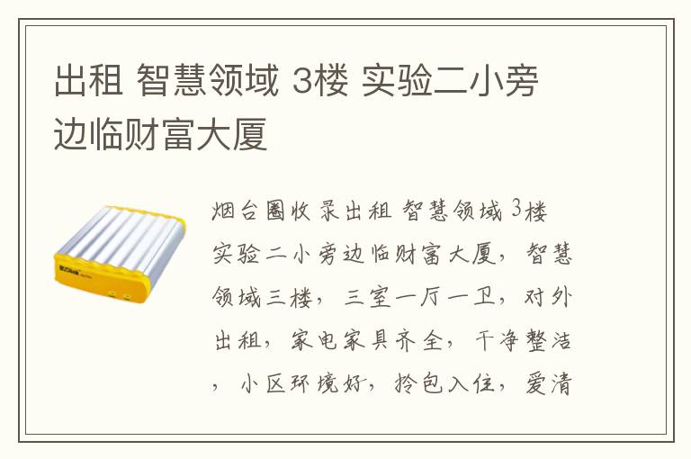 出租 智慧領(lǐng)域 3樓 實驗二小旁邊臨財富大廈